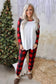 Red plaid raglan sleeves top and drawstring pants lounge set - loungewear