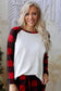 Red plaid raglan sleeves top and drawstring pants lounge set - loungewear