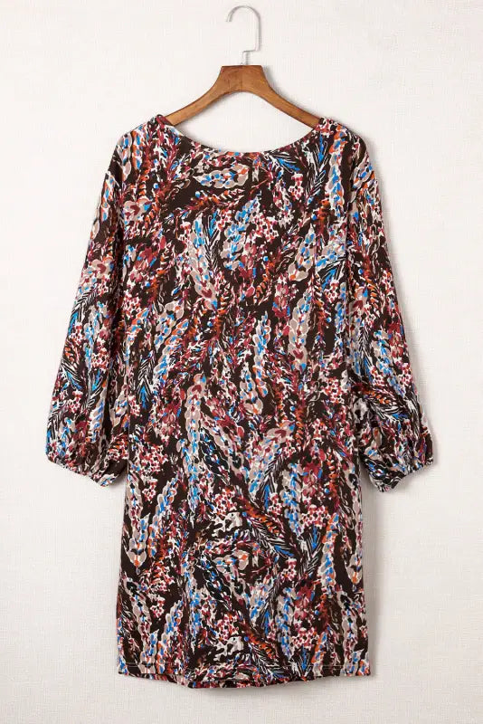 Red plus size floral print mini dress