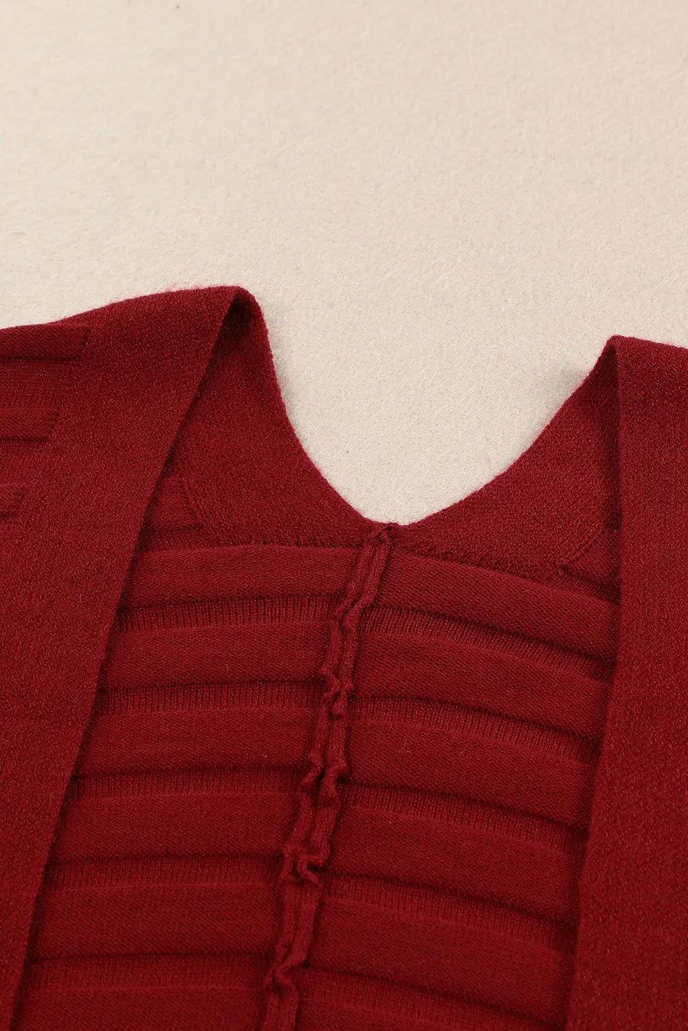 Red ribbed open front knit cardigan - sweaters & cardigans