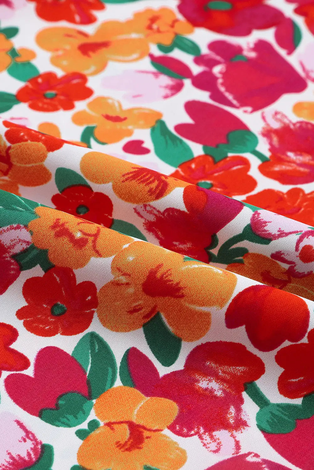 Red ruffle sleeve v-neck floral dress - dresses