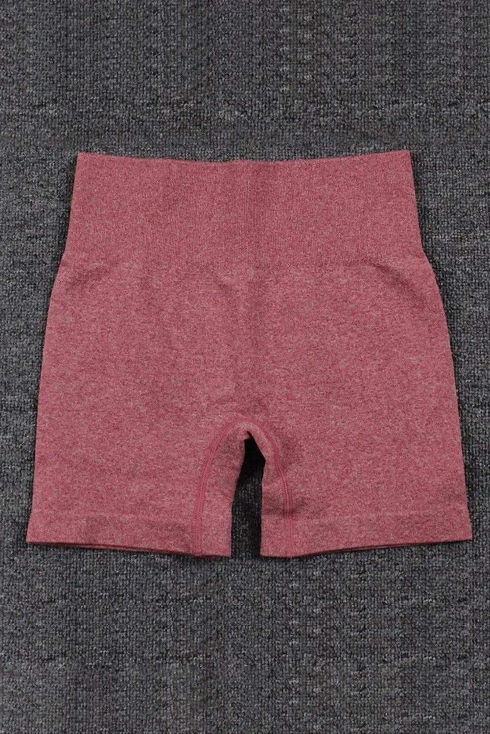 Red solid color high waist sports active shorts - s