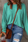 Red solid color patchwork long sleeve top - tops