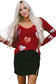 Red solid color patchwork long sleeve top - tops