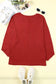 Red solid color patchwork long sleeve top - tops