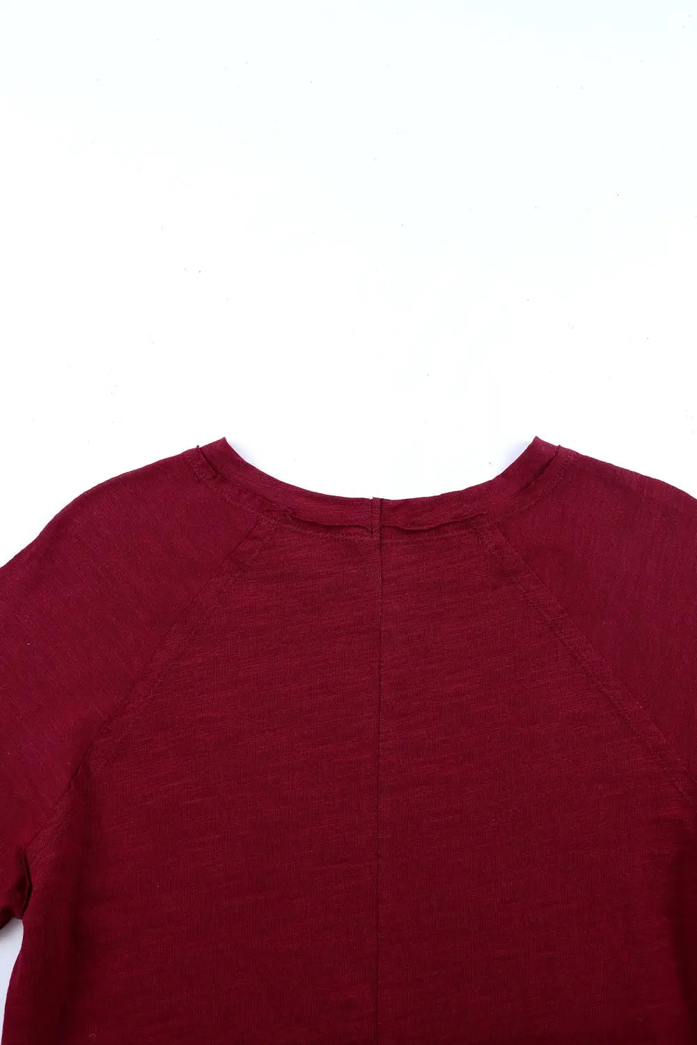 Red solid crew neck long sleeve top - tops