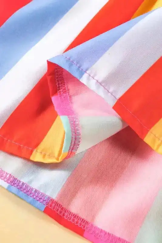 Red Stripe Ruffled Straps Babydoll Tank Top - Fashionfitz