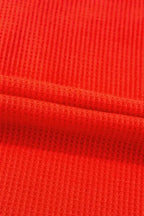 Red Studded V Neckline Exposed Seam Textured Knit Top - Fashionfitz