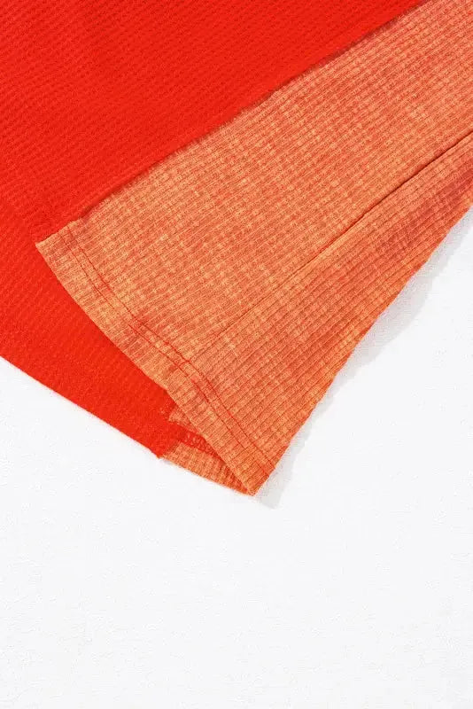 Red Studded V Neckline Exposed Seam Textured Knit Top - Fashionfitz