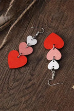 Red Valentines Day Heart Shape Tiered Dangle Earring - Fashionfitz