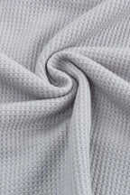 Red Wild Leopard Contrast Sleeve Colorblock Waffle Knit Top - Fashionfitz