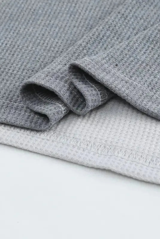 Red Wild Leopard Contrast Sleeve Colorblock Waffle Knit Top - Fashionfitz