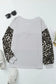 Red wild leopard contrast sleeve colorblock waffle knit top - long tops