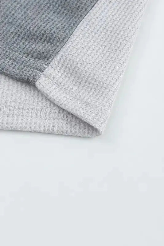 Red Wild Leopard Contrast Sleeve Colorblock Waffle Knit Top - Fashionfitz