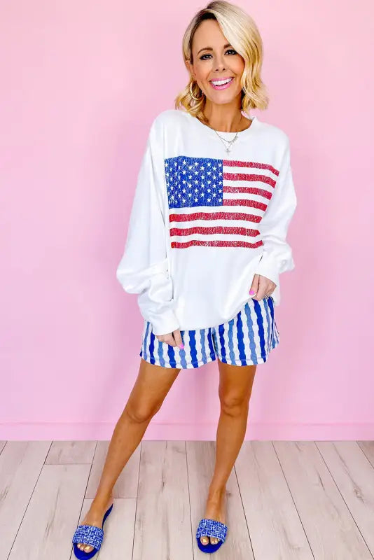 Relaxed american flag print sweatshirt - sweatshirts