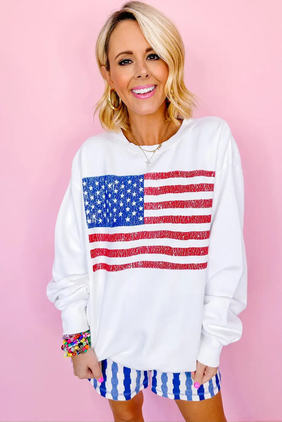 Relaxed american flag print sweatshirt - sweatshirts