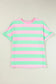 Relaxed elegance tee with pink and mint green striped design for ultimate relax relax