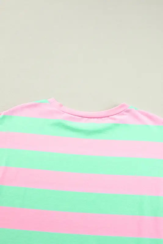 Relaxed elegance tee - striped t-shirt with pink and mint bands