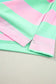 Striped fabric in pastel pink and mint green on a relaxed elegance tee with visible stitching