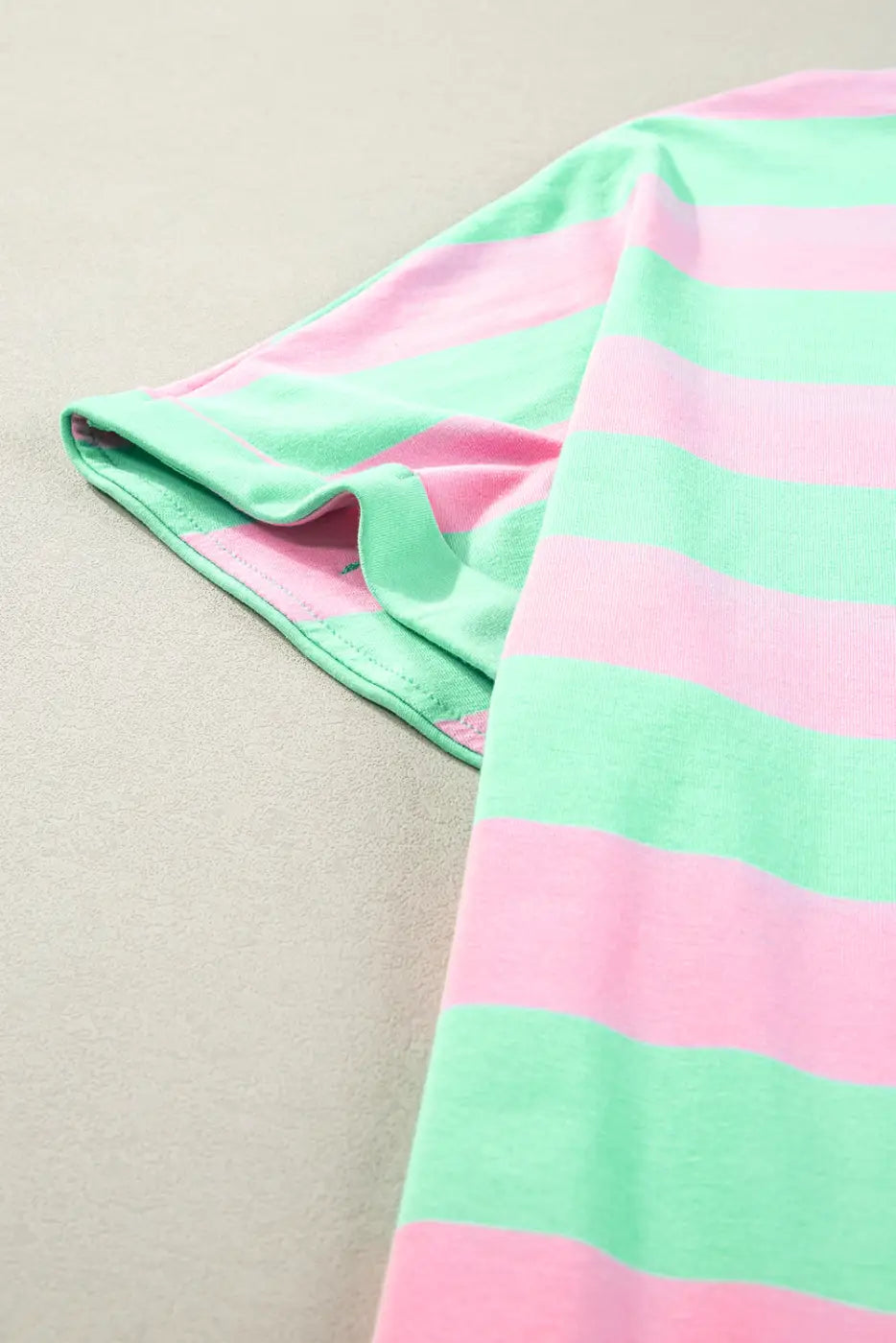 Pastel pink and mint striped relaxed elegance tee for a chic and relaxed look