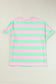 Relaxed elegance tee: striped t-shirt with alternating pink and mint green horizontal bands