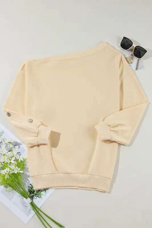 Relaxed fit button-sleeve sweatshirt | fashionfitz