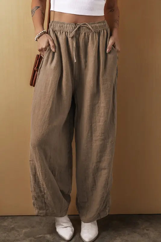 Relaxed fit linen-cotton trousers | women’s | fashionfitz