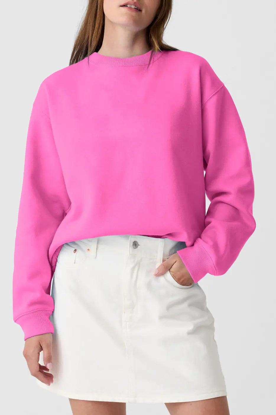 Relaxed fit terry sweatshirt - bonbon / s / 50% polyester + 50% cotton - sweatshirts