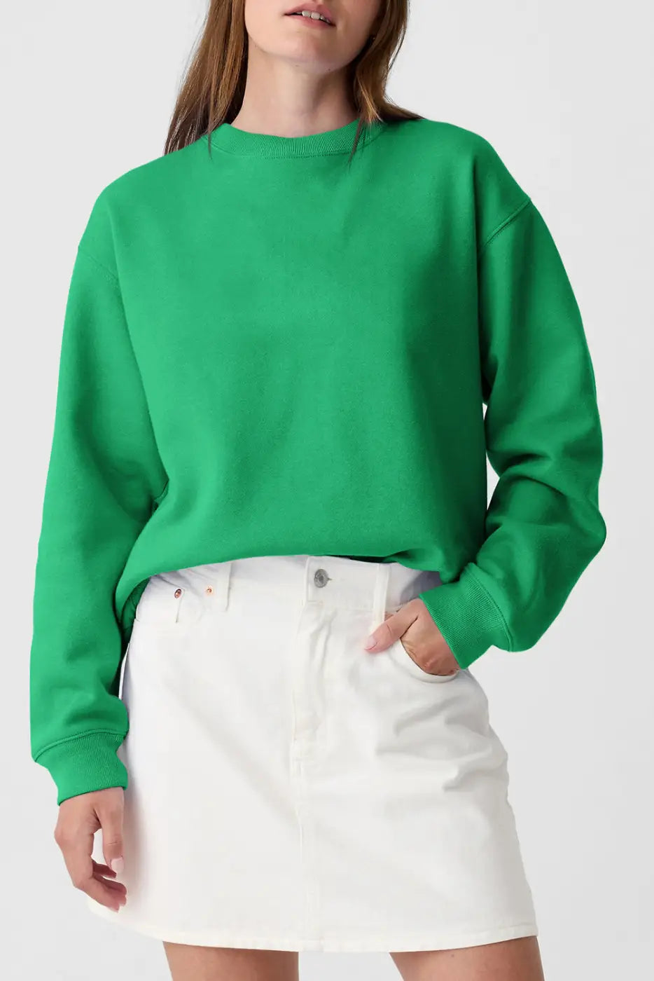 Relaxed fit terry sweatshirt - dark green / s / 50% polyester + 50% cotton - sweatshirts