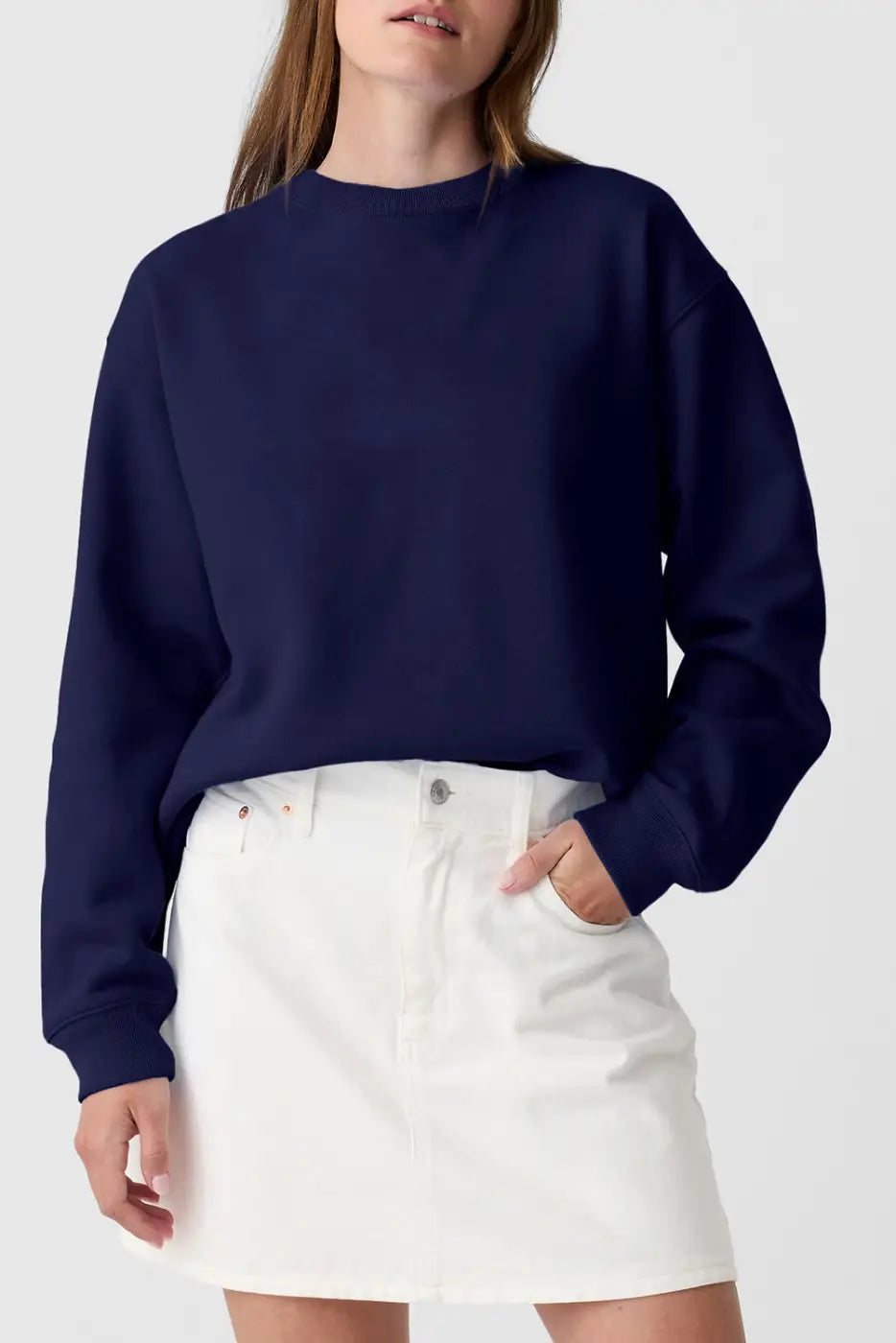 Relaxed fit terry sweatshirt - navy blue / s / 50% polyester + 50% cotton - sweatshirts
