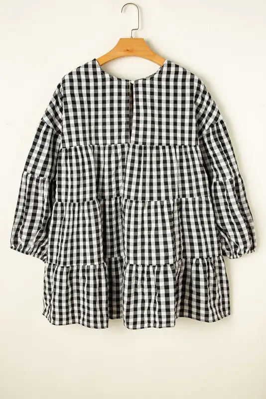 Retro checkered babydoll blouse | fashionfitz