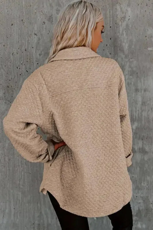 Retro Quilted Flap Pocket Shacket - Fashionfitz