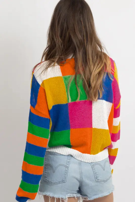 Retro squares loose sweater | women’s sweaters | fashionfitz