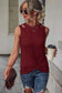 Black rib knit cut-out front twist tank top - tops