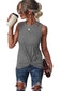 Black rib knit cut-out front twist tank top - tops