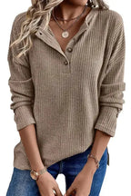 Rib Knit Henley Top - Fashionfitz