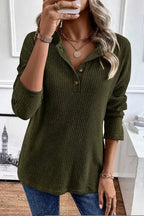 Rib Knit Henley Top - Fashionfitz