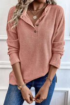 Rib Knit Henley Top - Fashionfitz