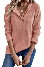 Rib Knit Henley Top - Fashionfitz