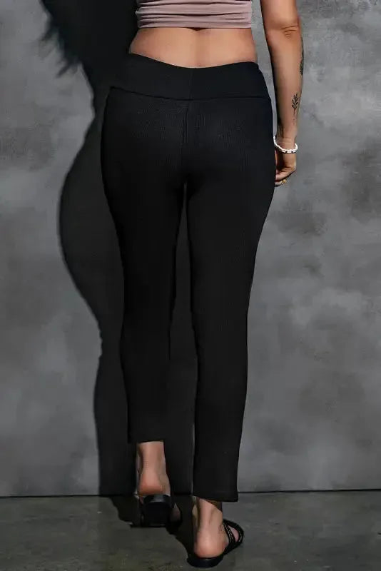 Rib Knit High Waist Leggings - Fashionfitz