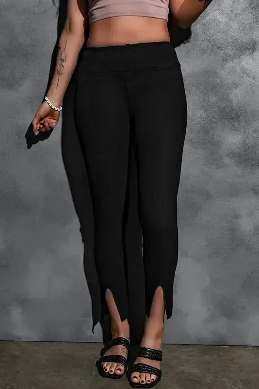 Rib Knit High Waist Leggings - Fashionfitz
