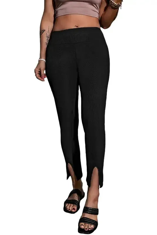 Rib Knit High Waist Leggings - Fashionfitz