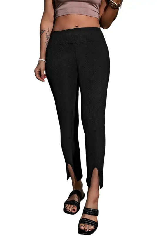 Rib knit high waist leggings