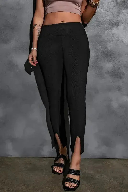 Rib Knit High Waist Leggings - Fashionfitz