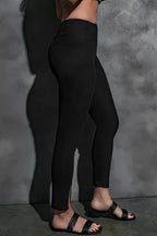 Rib Knit High Waist Leggings - Fashionfitz