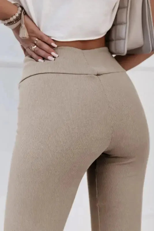 Rib Knit High Waist Leggings - Fashionfitz