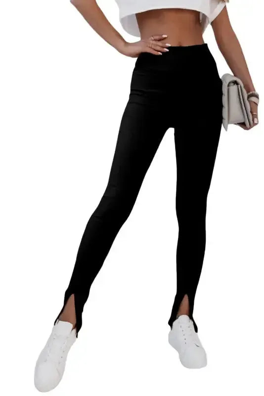 Rib Knit High Waist Leggings - Fashionfitz