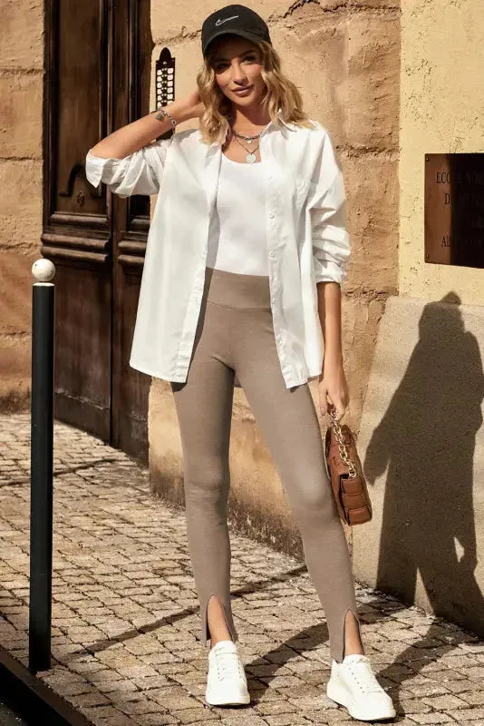 Rib Knit High Waist Leggings - Fashionfitz