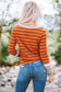 Rib knit striped pullover - long sleeve tops