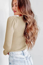 Ribbed Balloon Sleeve Bodysuit - Fashionfitz